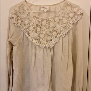 Sezane Cream Lace Detail Blouse